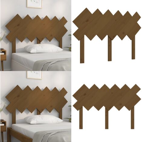 Cabecero de cama madera maciza pino marrón miel 122,5x3x80,5 cm - Madera maciza - Pino