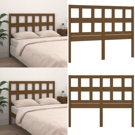 Cabecero de cama madera maciza pino marrón miel 125,5x4x100 cm - Madera maciza - Pino