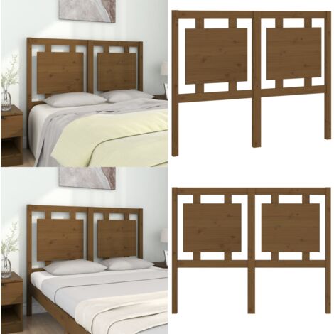 Cabecero de cama madera maciza pino marrón miel 125,5x4x100 cm - Madera maciza - Pino
