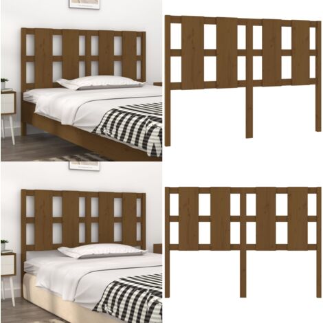Cabecero de cama madera maciza pino marrón miel 140,5x4x100 cm - Madera maciza - Pino