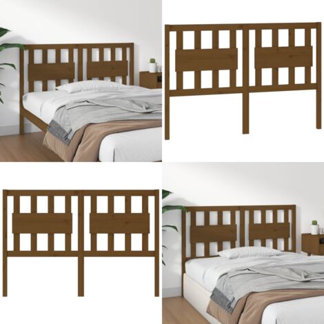 Cabecero de cama madera maciza pino marrón miel 145,5x4x100 cm - Madera maciza - Pino