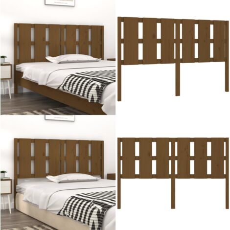 Cabecero de cama madera maciza pino marrón miel 155,5x4x100 cm - Madera maciza - Pino