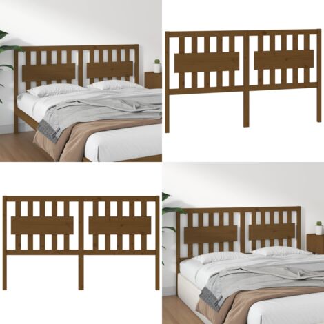 Cabecero de cama madera maciza pino marrón miel 155,5x4x100 cm - Madera maciza - Pino
