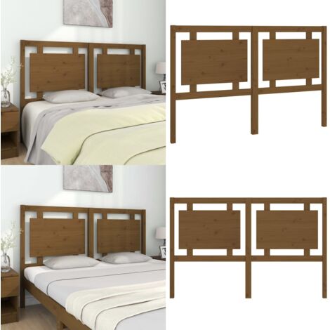 Cabecero de cama madera maciza pino marrón miel 155,5x4x100 cm - Madera maciza - Pino