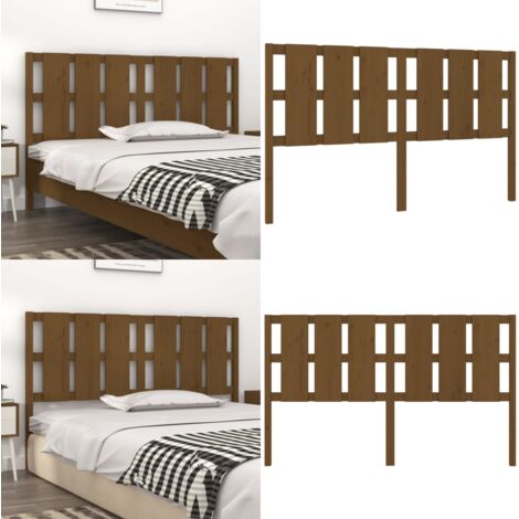 Cabecero de cama madera maciza pino marrón miel 185,5x4x100 cm - Madera maciza - Pino