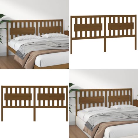 Cabecero de cama madera maciza pino marrón miel 185,5x4x100 cm - Madera maciza - Pino