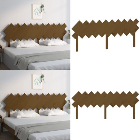 Cabecero de cama madera maciza pino marrón miel 196x3x80,5 cm - Madera maciza - Pino