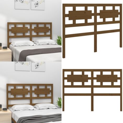 Cabecero de cama madera maciza pino marrón miel 205,5x4x100 cm - Madera maciza - Pino