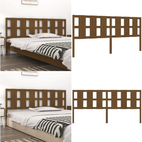 Cabecero de cama madera maciza pino marrón miel 205,5x4x100 cm - Madera maciza - Pino