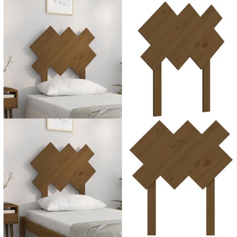 Cabecero de cama madera maciza pino marrón miel 72,5x3x81 cm - Madera maciza - Pino