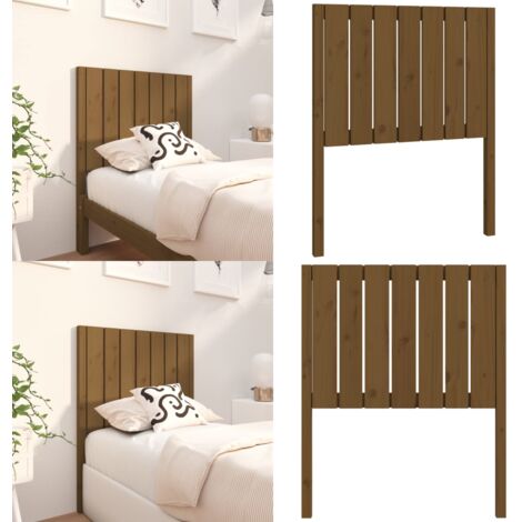 Cabecero de cama madera maciza pino marrón miel 80,5x4x100 cm - Madera maciza - Pino