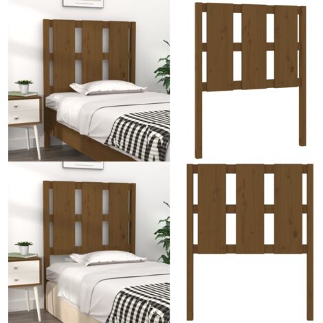 Cabecero de cama madera maciza pino marrón miel 80,5x4x100 cm - Madera maciza - Pino