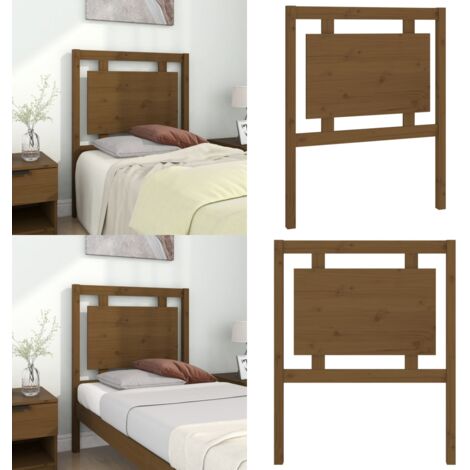 Cabecero de cama madera maciza pino marrón miel 80,5x4x100 cm - Madera maciza - Pino