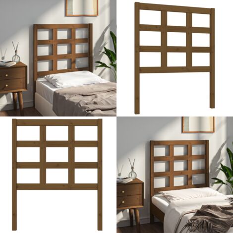 Cabecero de cama madera maciza pino marrón miel 80,5x4x100 cm - Madera maciza - Pino