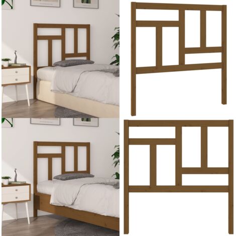 Cabecero de cama madera maciza pino marrón miel 80,5x4x100 cm - Madera maciza - Pino