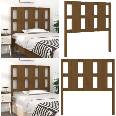 Cabecero de cama madera maciza pino marrón miel 95,5x4x100 cm - Madera maciza - Pino