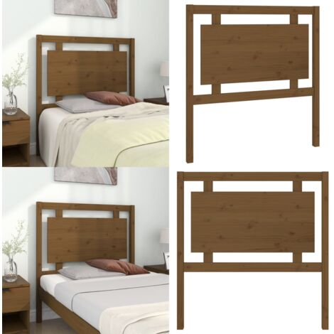Cabecero de cama madera maciza pino marrón miel 95,5x4x100 cm - Madera maciza - Pino
