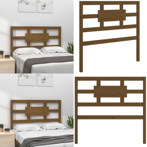 Cabecero de cama madera maciza pino marrón miel 95,5x4x100 cm - Madera maciza - Pino