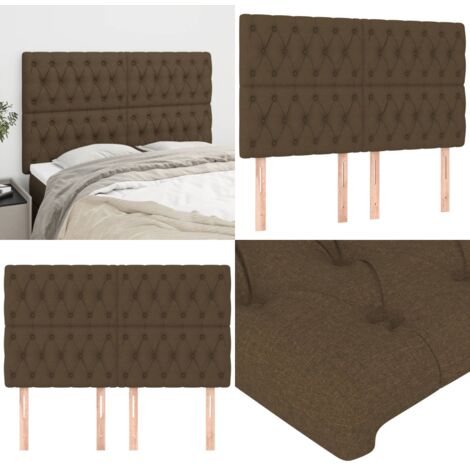 Cabecero de cama marrón oscuro 160x7x118/128 cm Tela - Cabecero marrón oscuro - Cabecero de cama marrón