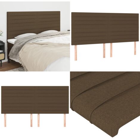 Cabecero de cama marrón oscuro 180x5x118/128 cm de tela - Cabecero de cama marrón - Cabecero de cama ajustable