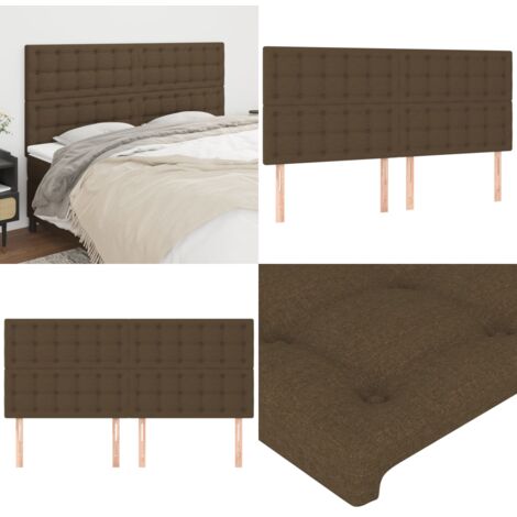 Cabecero de cama marrón oscuro 180x5x118/128 cm de tela - Cabecero marrón oscuro - Cabecero de cama marrón