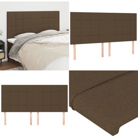 Cabecero de cama marrón oscuro 200x5x118/128 cm Tela - Cabecero marrón - Cabecero de cama marrón oscuro