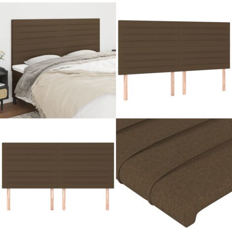 Cabecero de cama marrón oscuro 200x5x118/128 cm Tela - Cabecero marrón - Cabecero de cama marrón oscuro