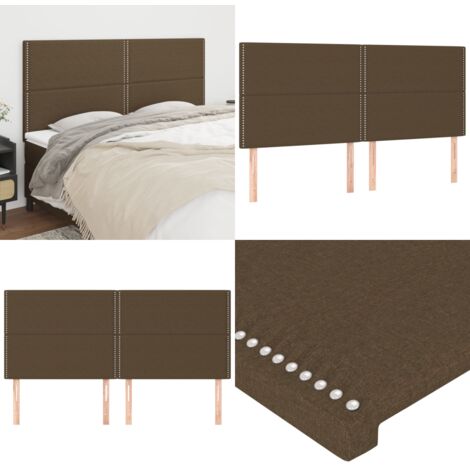 Cabecero de cama marrón oscuro 200x5x118/128 cm Tela - Cabecero marrón - Cabecero de cama marrón oscuro