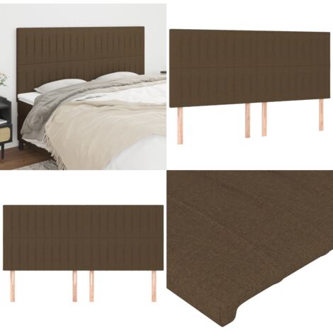 Cabecero de cama marrón oscuro 200x5x118/128 cm Tela - Cabecero marrón - Cabecero de cama marrón oscuro