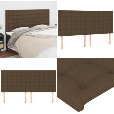 Cabecero de cama marrón oscuro 200x5x118/128 cm Tela - Cabecero marrón oscuro - Cabecero de cama madera
