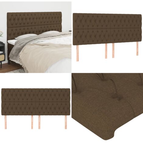 Cabecero de cama marrón oscuro 200x7x118/128 cm Tela - Cabecero marrón oscuro - Cabecero de cama marrón