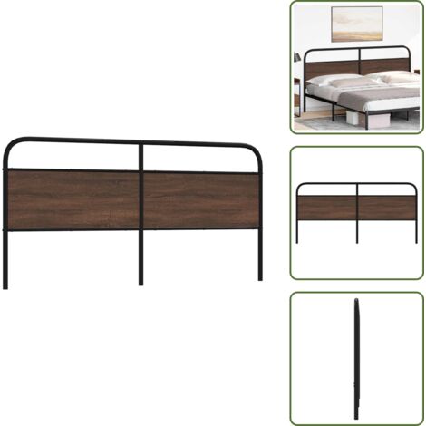 Cabecero de cama marrón roble - vidaXL Cabecero de repuesto de acero y madera de ingeniería marrón roble 180 cm - Cabecero de cama de acero