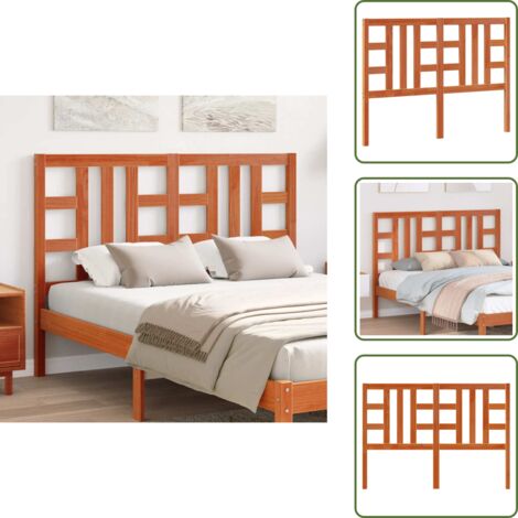 Cabecero de cama marrón - vidaXL Cabecero de cama madera maciza de pino marrón cera 135 cm - Cabecero de cama de pino