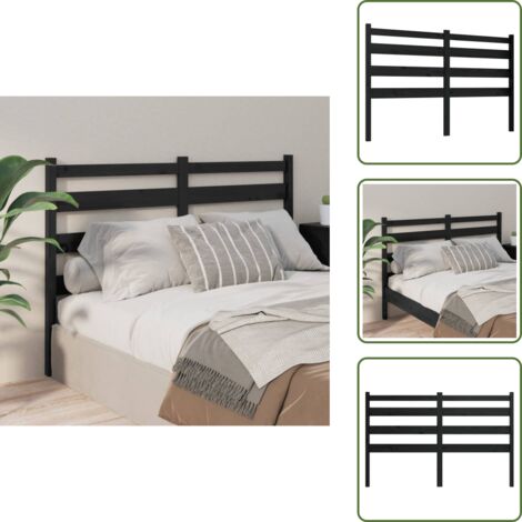 Cabecero de cama moderno - vidaXL Cabecero de cama madera maciza de pino negro 206x4x100 cm - Cabecero de cama rústico