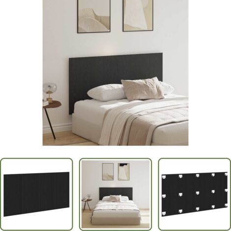 Cabecero de cama montado en pared -  Cabecero de Cama con cabecera Roble Negro 160 x 1.5 x 80.5 cm