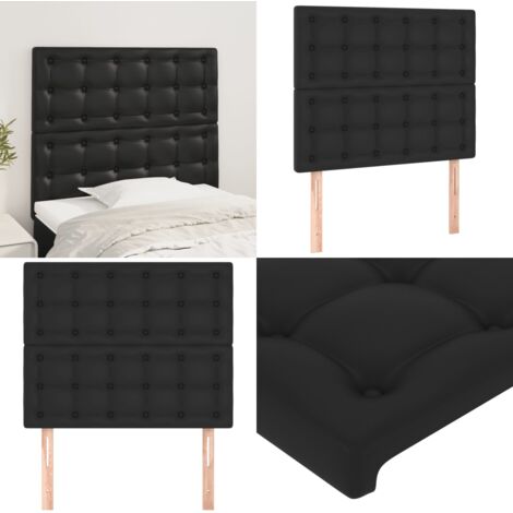 Cabecero de cama negro 100x5x118/128 cm piel sintética - Cabecero negro - Cuero sintético