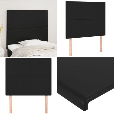 Cabecero de cama negro 100x5x118/128 cm piel sintética - Cabecero negro - Cuero sintético