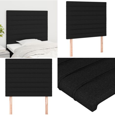 Cabecero de cama negro 100x5x118/128 cm Tela - Cabecero negro - Cabecero de cama negro
