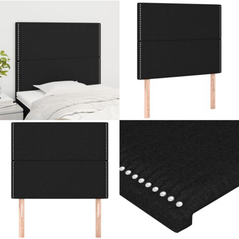 Cabecero de cama negro 100x5x118/128 cm Tela - Cabecero negro - Cabecero de cama negro