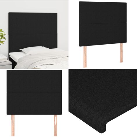 Cabecero de cama negro 100x5x118/128 cm Tela - Cabecero negro - Cabecero de cama negro