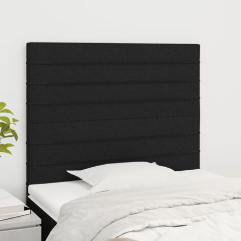 Cabecero de cama negro 100x5x118/128 cm Tela vidaXL