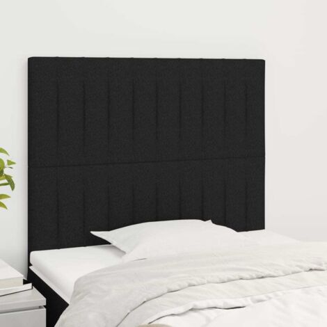Cabecero de cama negro 100x5x118/128 cm Tela vidaXL