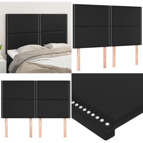 Cabecero de cama negro 144x5x118/128 cm piel sintética - Cuero sintético - Cabecero negro