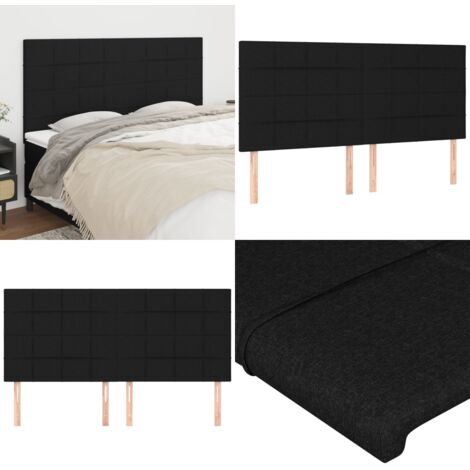 Cabecero de cama negro 200x5x118/128 cm Tela - Cabecero negro - Cabecero de cama negro