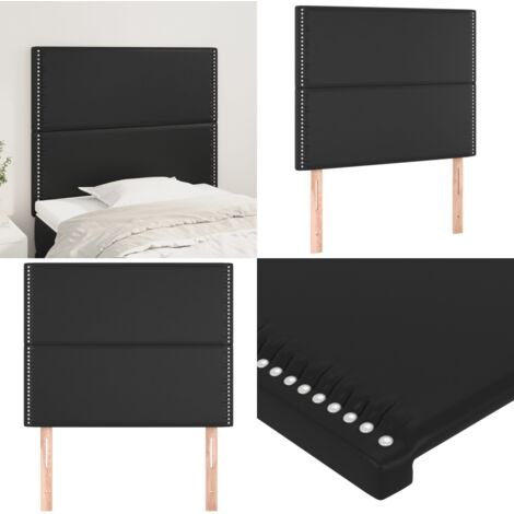 Cabecero de cama negro 90x5x118/128 cm piel sintética - Cuero sintético - Cabecero negro