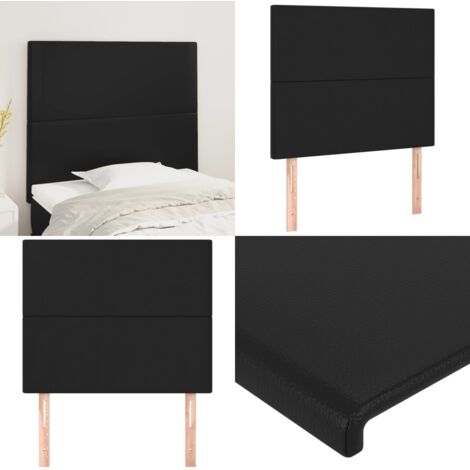 Cabecero de cama negro 90x5x118/128 cm piel sintética - Cuero sintético - Cabecero negro