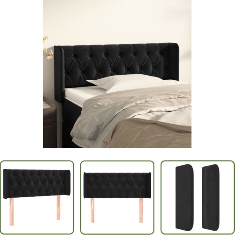 Cabecero de cama negro -  Cabecero de terciopelo negro 103x16x78/88 cm