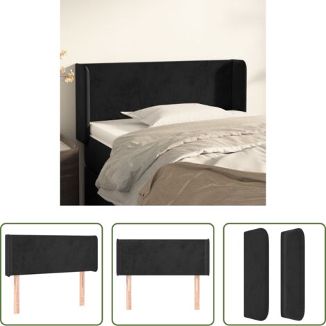 Cabecero de cama negro -  Cabecero de terciopelo negro 103x16x78/88 cm