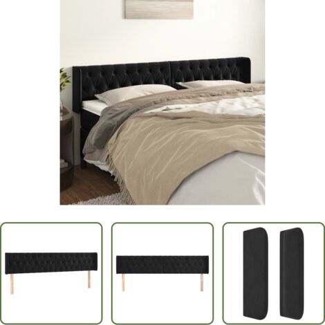 Cabecero de cama negro -  Cabecero de terciopelo negro 203x16x78/88 cm