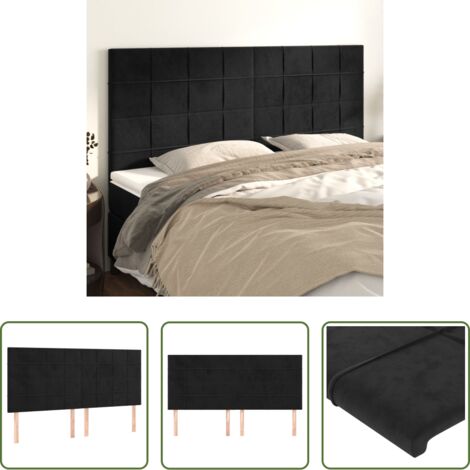 Cabecero de cama negro -  Cabecero Terciopelo Negro 180x5x118/128 cm